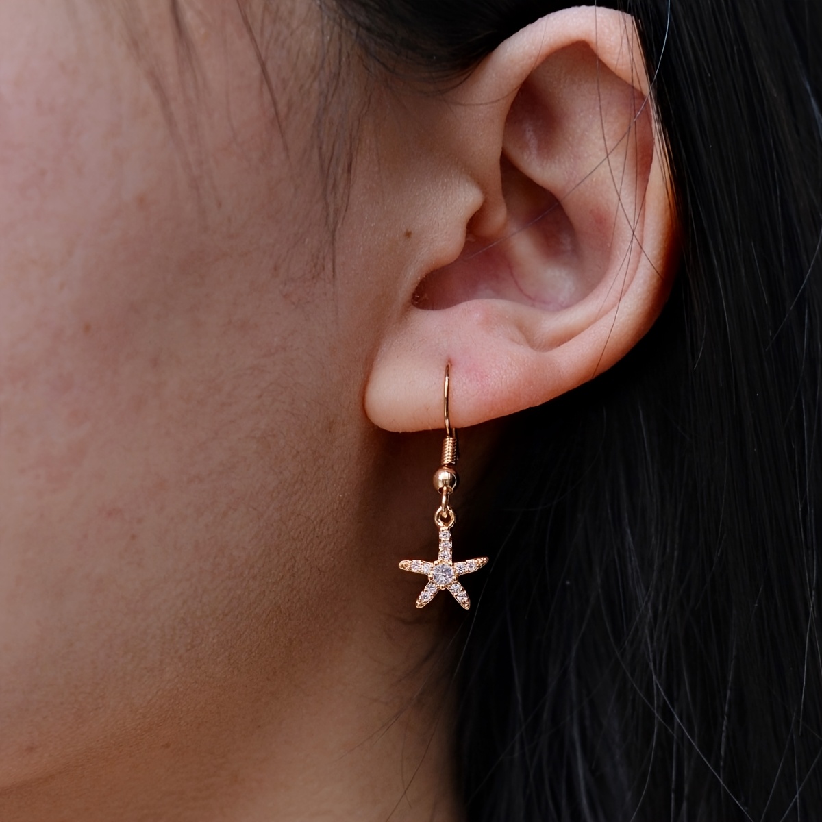 Copper Earrings with Synthetic Zircon, Valentine's Day Gift